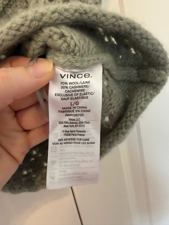 VINCE Sage Green Wool Cashmere Crochet Sleeveless Knit Crop Tank Sweater LARGE - Picture 5 of 7